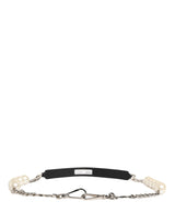 Dolce & Gabbana Black Leather Silver Chain Bag Accessory Shoulder Strap