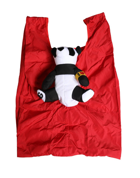 Dolce & Gabbana Men Red Polyester Panda Stuffed Ecobag Tote Borse Bag