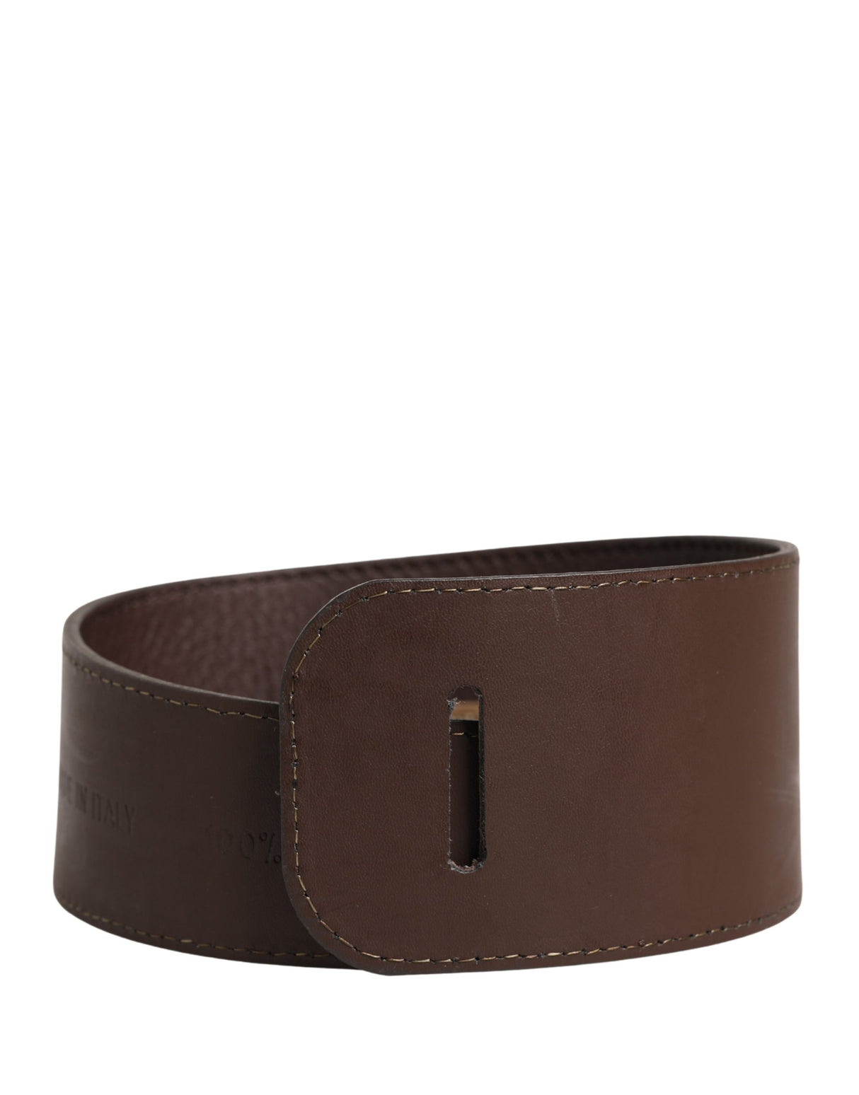 GF Ferre Brown Genuine Leather Logo Wide Waist Women Belt