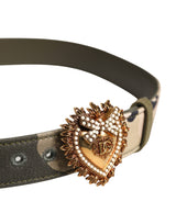 Dolce & Gabbana Green Camouflage Devotion Metal Buckle Belt