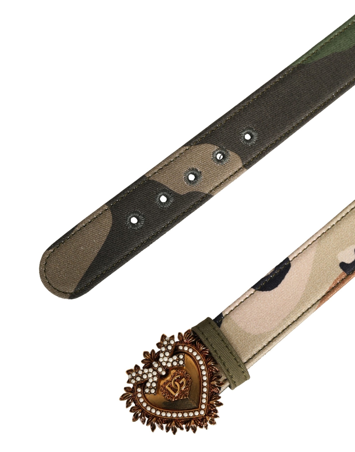 Dolce & Gabbana Green Camouflage Devotion Metal Buckle Belt