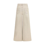 Mother Denim Beige Cotton Flared Jeans