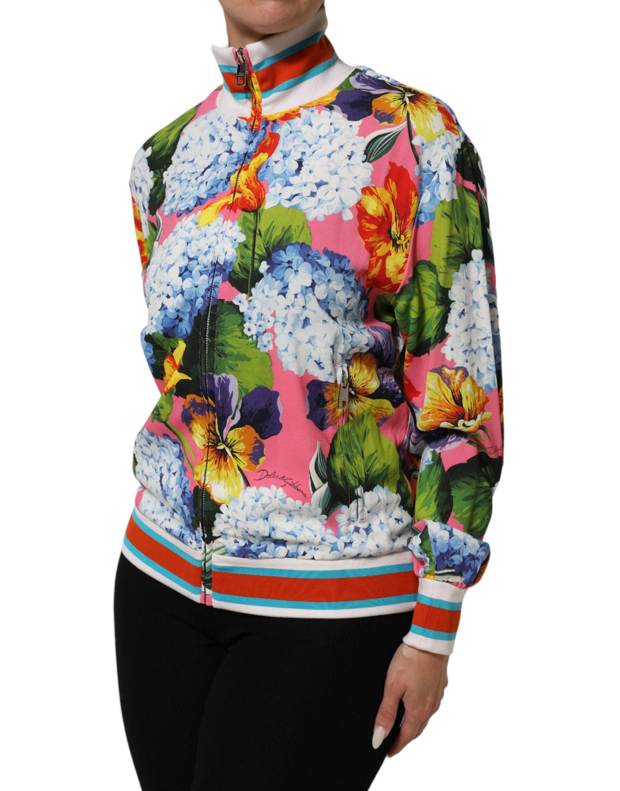 Dolce & Gabbana Multicolor Floral Print Zip Cardigan Jacket