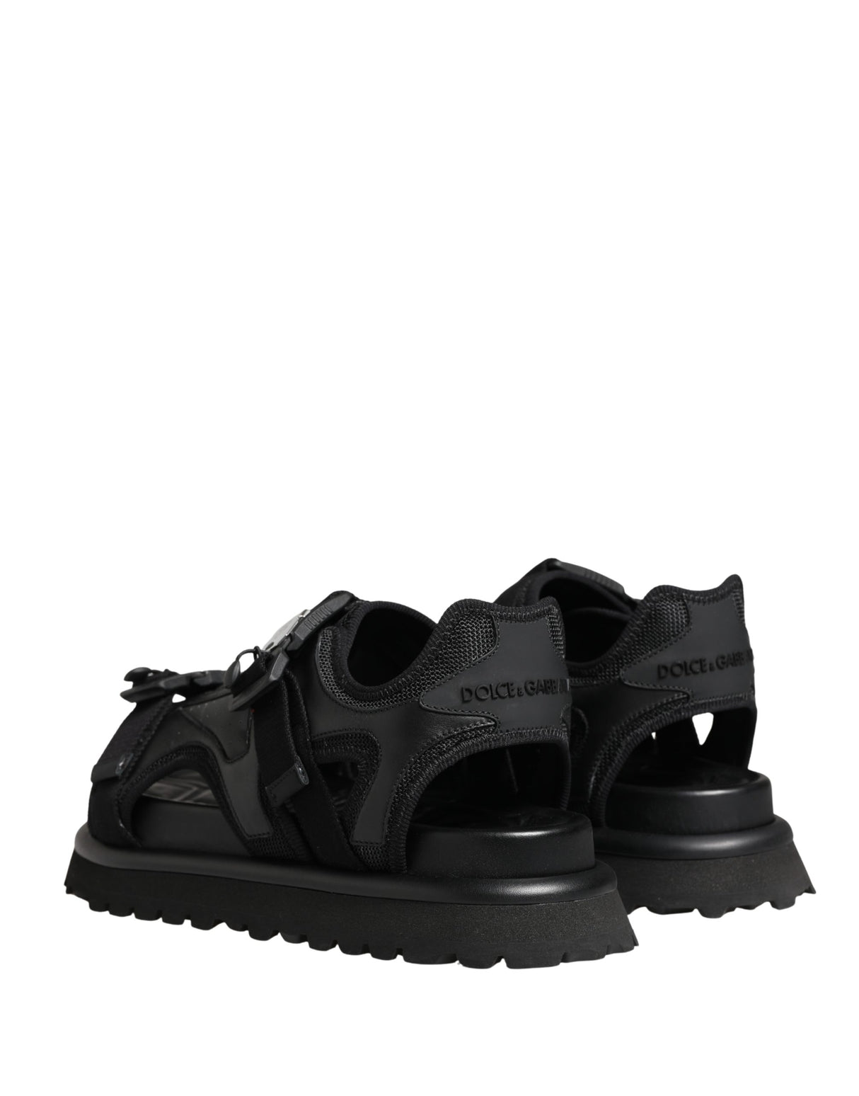 Dolce & Gabbana Black Logo Detailed Men Chunky Sandals Shoes