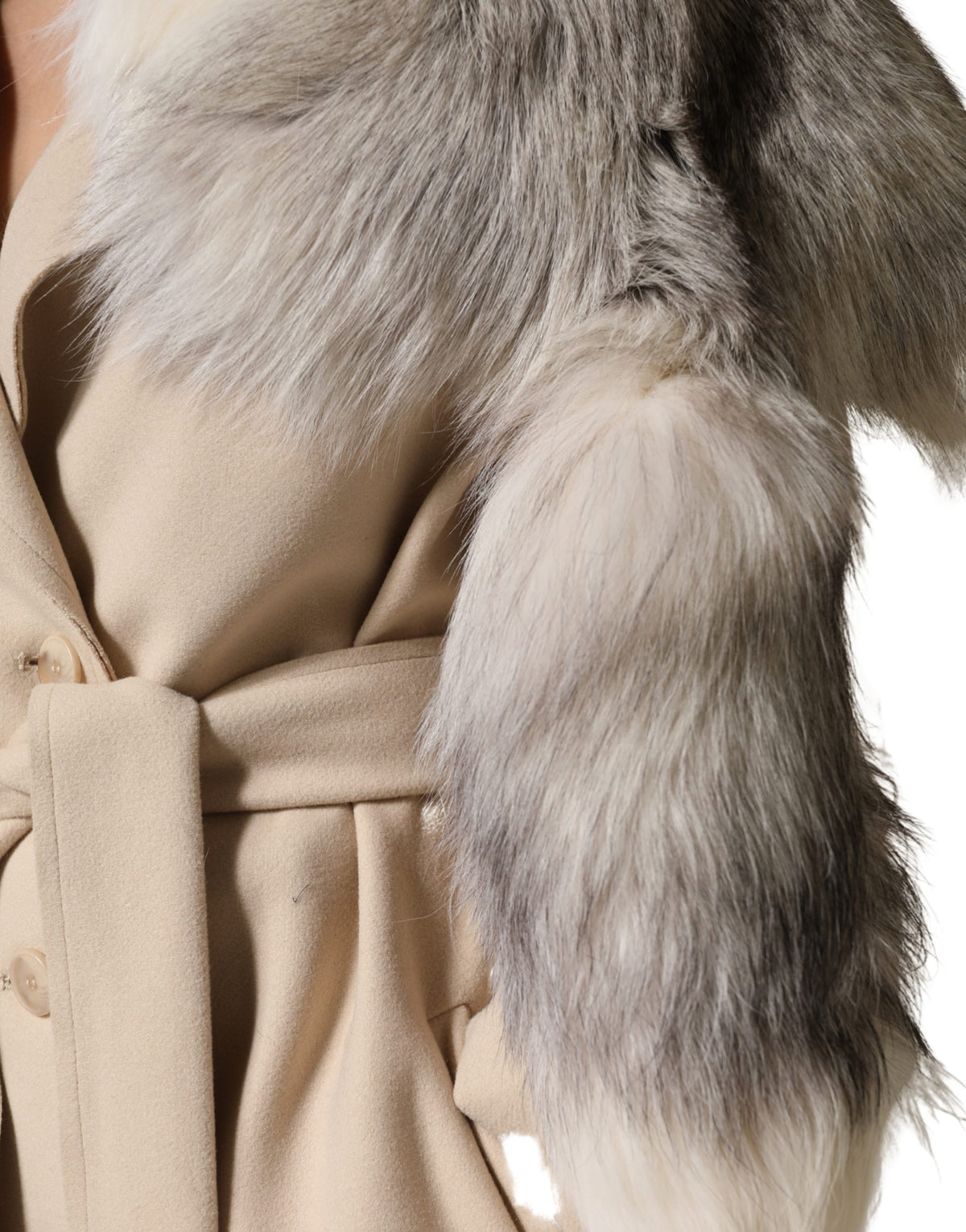 Dolce & Gabbana White Fox Fur Neck Wrap Warmer Winter Scarf
