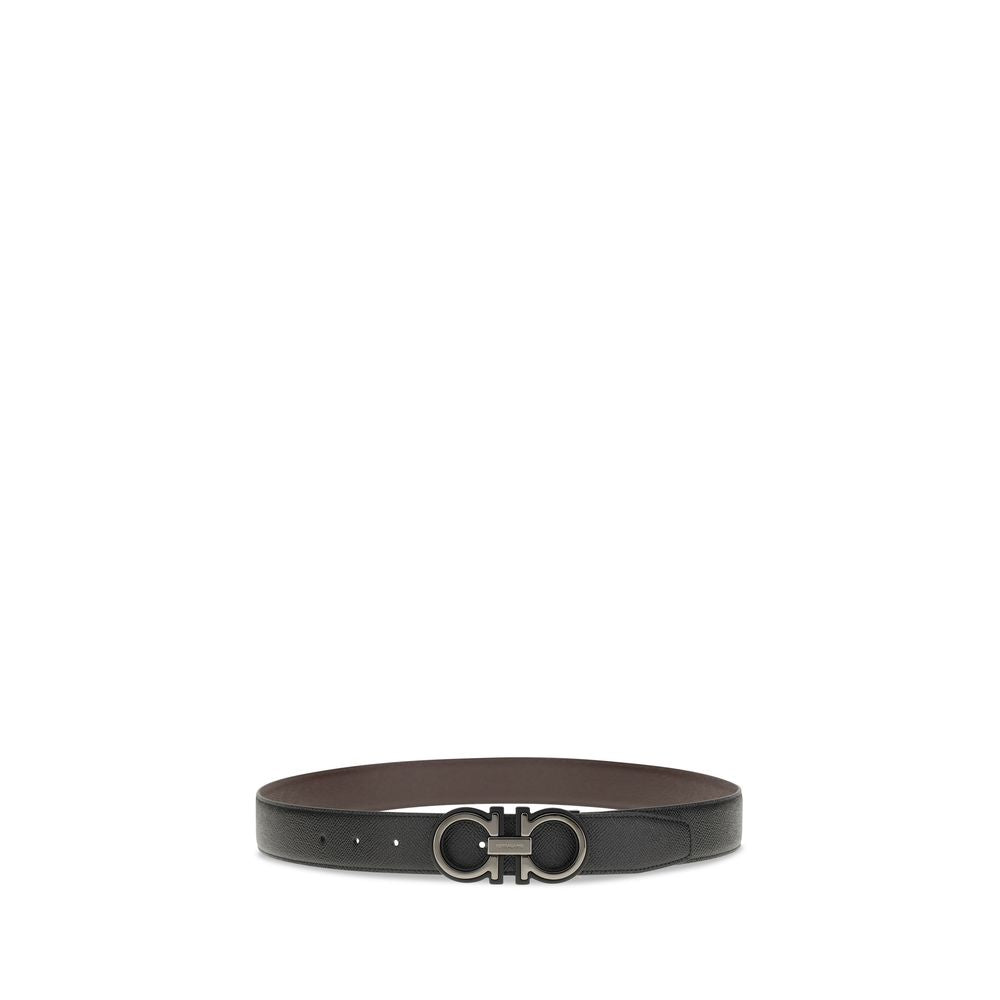 Ferragamo Black Calf Leather Bos Taurus Regular Belt