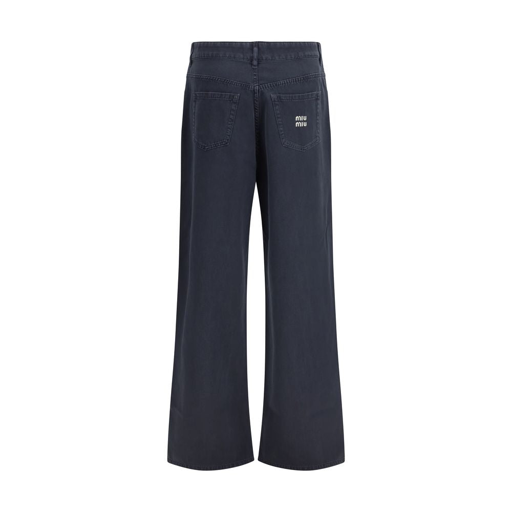 Miu Miu Blue Cotton Flared Jeans