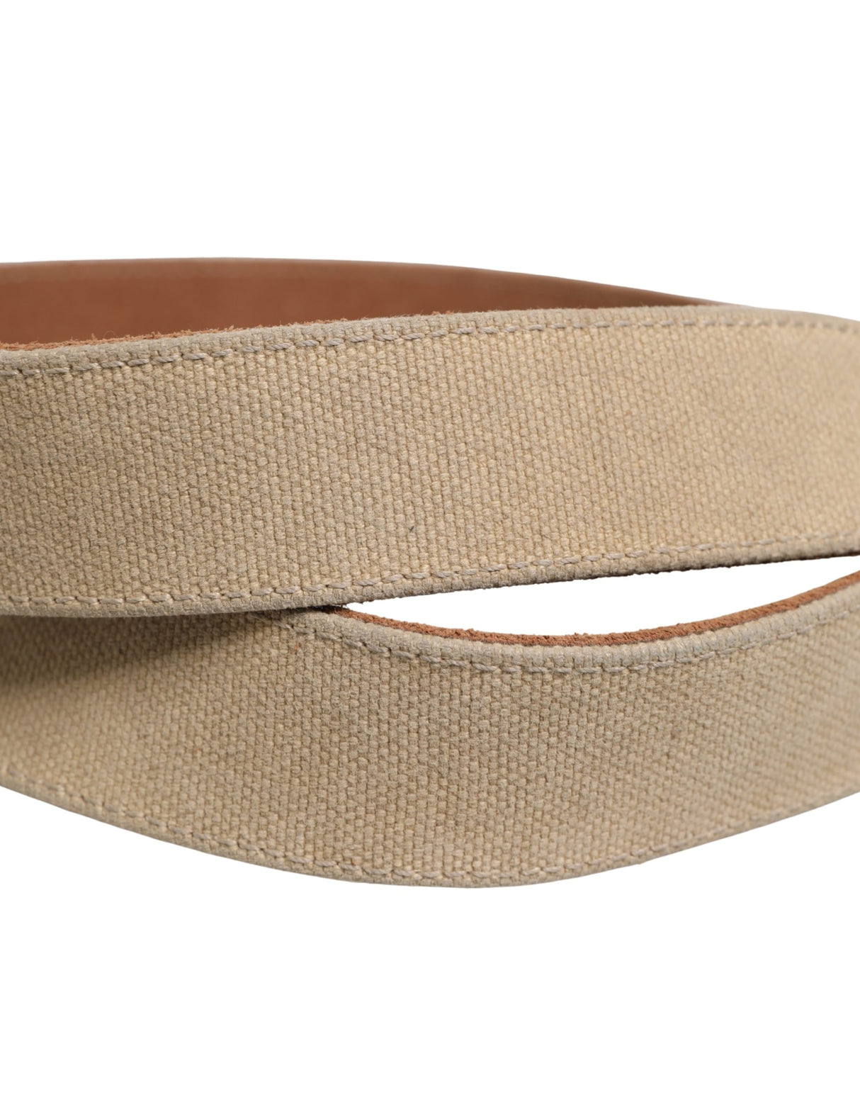 GF Ferre Men Beige Canvas Silver Metal Buckle Cintura Belt