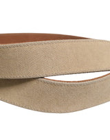 GF Ferre Men Beige Canvas Silver Metal Buckle Cintura Belt