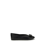Ferragamo Black Calf Leather Bos Taurus Ballet Flats