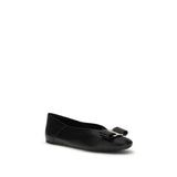 Ferragamo Black Calf Leather Bos Taurus Ballet Flats
