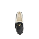Valentino Garavani Black Calf Leather Bos Taurus Slip-On Loafers