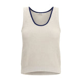 Brunello Cucinelli Beige Cotton Sleeveles T-Shirt