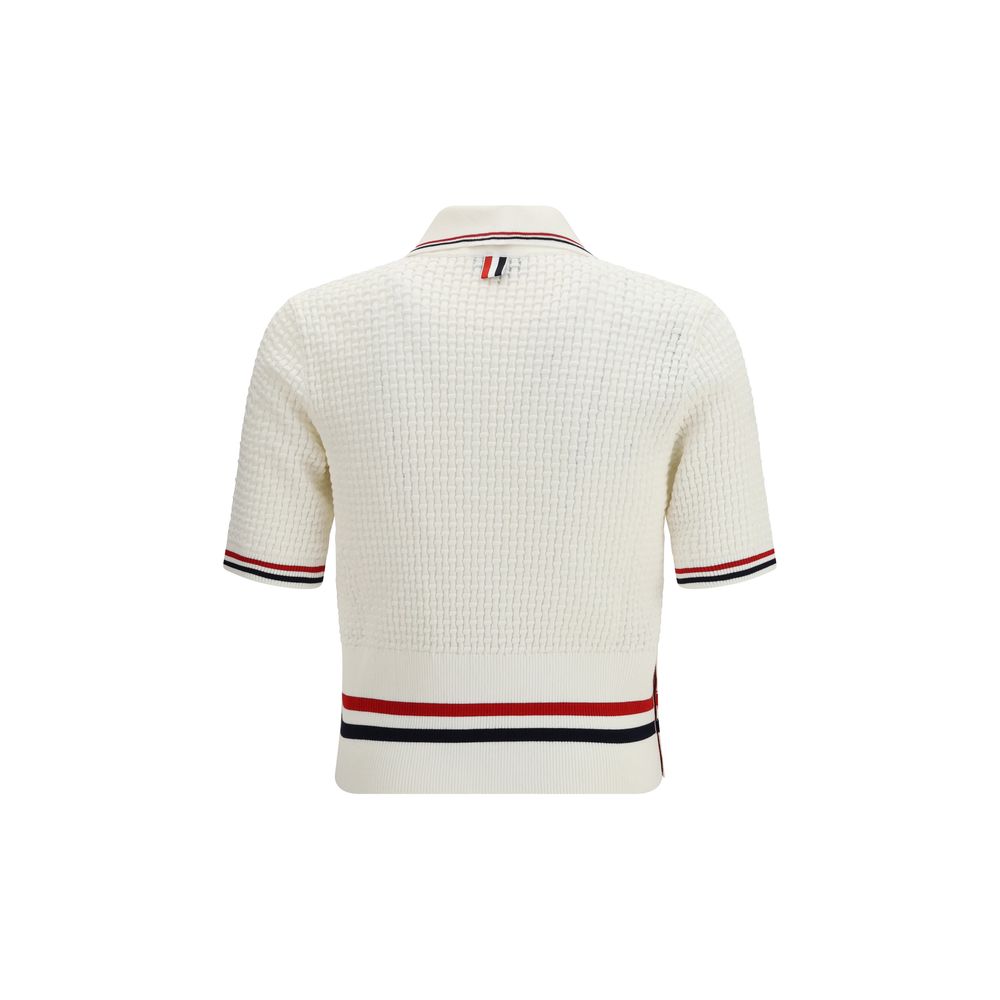 Thom Browne White Cotton Polo Shirt