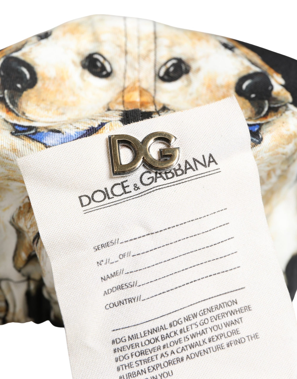 Dolce & Gabbana Men Black Dog Cotton Newsboy Cloth Capello Hat