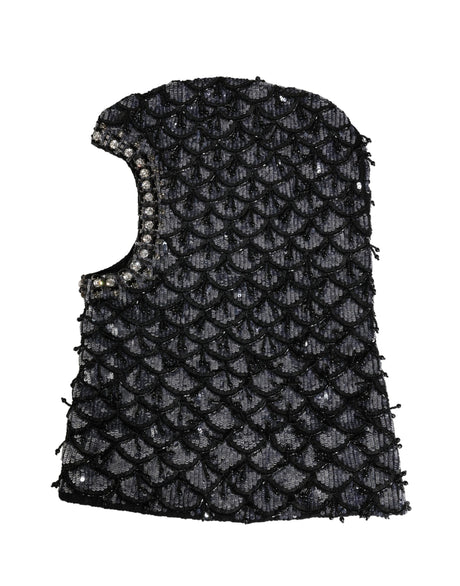 Dolce & Gabbana Black Wool Crystal Embellished Balaclava Hat