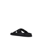 Dolce & Gabbana Black Calf Leather Bos Taurus Flat Sandals