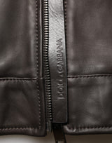 Dolce & Gabbana Black LambskinLeather Full Zip Biker Jacket