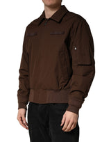 Dolce & Gabbana Brown Cotton Stretch Full Zip Bomber Jacket