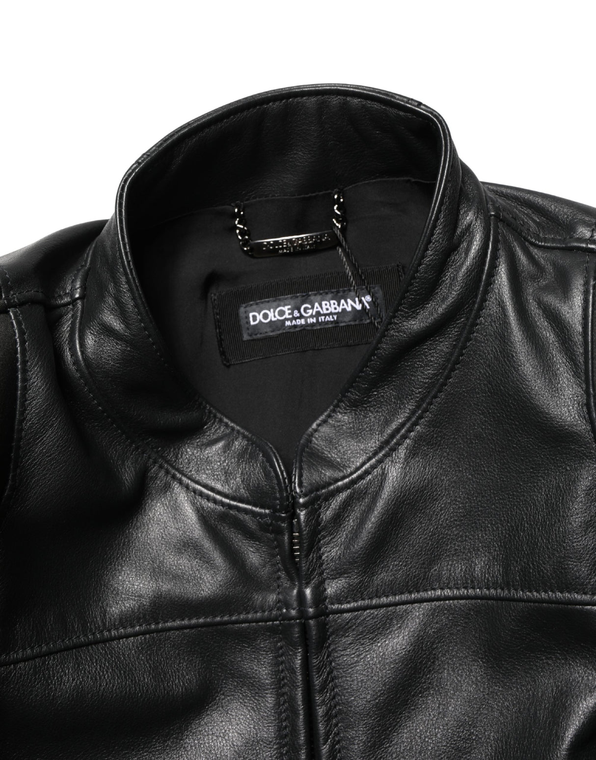 Dolce & Gabbana Black Nylon Full Zip Men Biker Coat Jacket