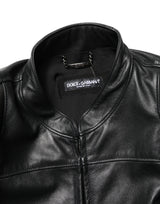 Dolce & Gabbana Black Nylon Full Zip Men Biker Coat Jacket