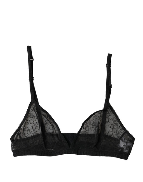 Dolce & Gabbana Black Logo Mania Sheer Soft Cup Bra Underwear