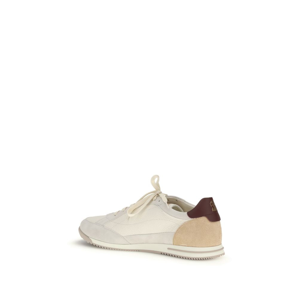 Brunello Cucinelli Beige Calf Leather Bos Taurus Sneakers