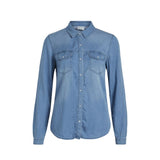Vila Clothes Light Blue Cotton Blouse