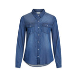 Vila Clothes Blue Cotton Blouse