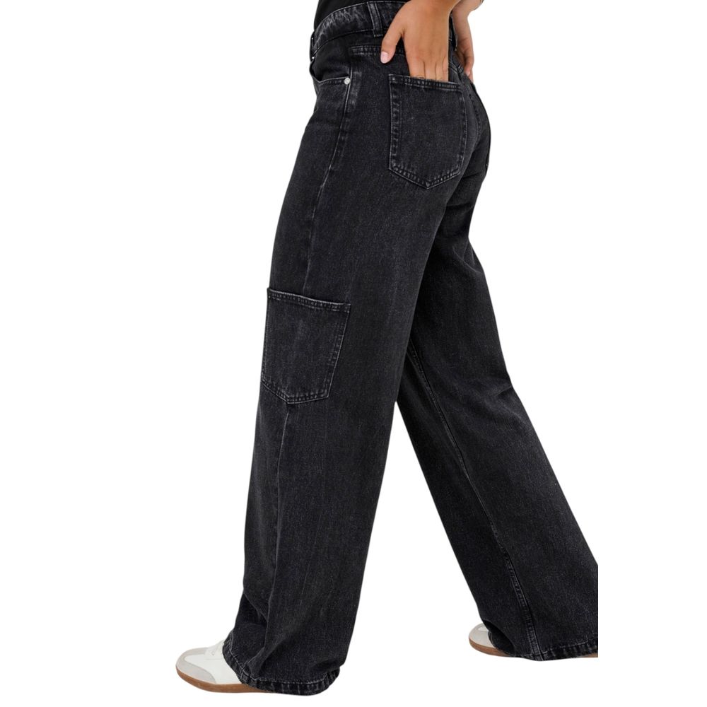 Only Black Cotton Relaxed Fit Jeans