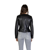 Jacqueline De Yong Black Polyester Leather Jacket
