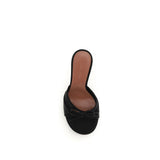 Amina Muaddi Black Fabric Sandals