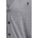 Ami Paris Gray Merino Wool Cardigan