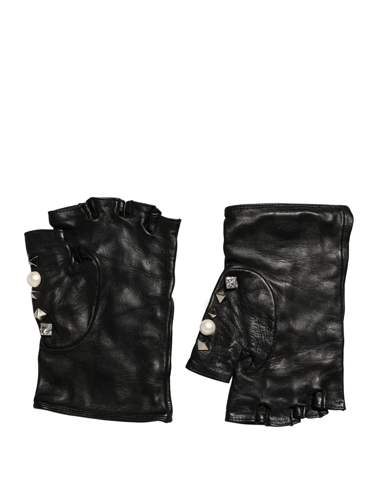 Dolce & Gabbana Black Pearl Embellished Wrist Length Gloves