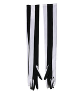 Dolce & Gabbana Black White Stripes Nylon Elbow Length Women Gloves
