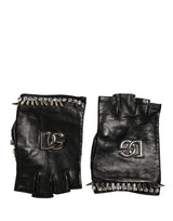 Dolce & Gabbana Women Black Embellished Wrist Length Mitten Gloves