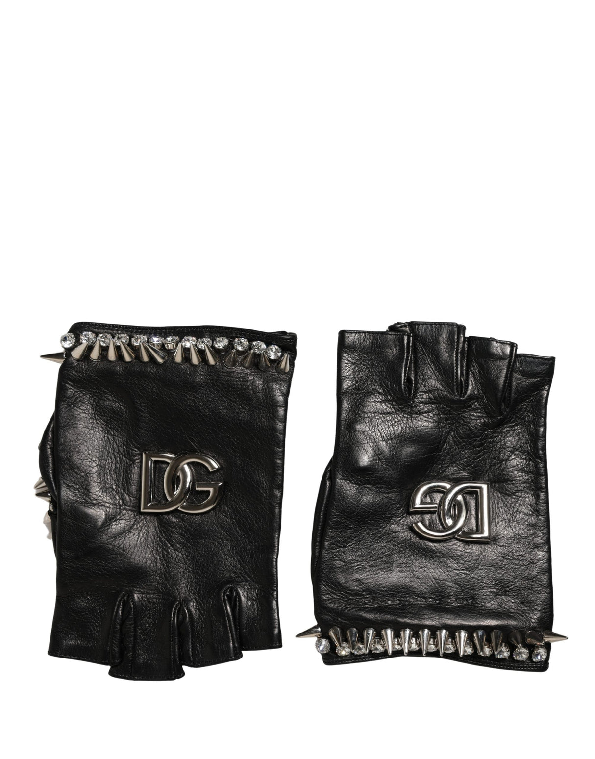 Dolce & Gabbana Women Black Embellished Wrist Length Mitten Gloves