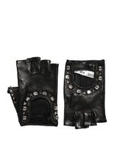 Dolce & Gabbana Black Embellished Wrist Length Mitten Women Gloves