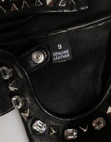 Dolce & Gabbana Black Embellished Wrist Length Mitten Women Gloves