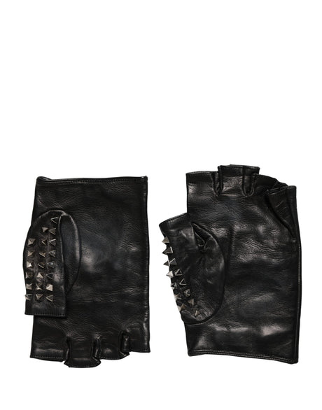 Dolce & Gabbana Black Embellished Wrist Length Mitten Women Gloves