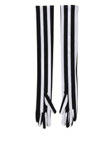 Dolce & Gabbana Black White Stripes Nylon Elbow Length Women Gloves