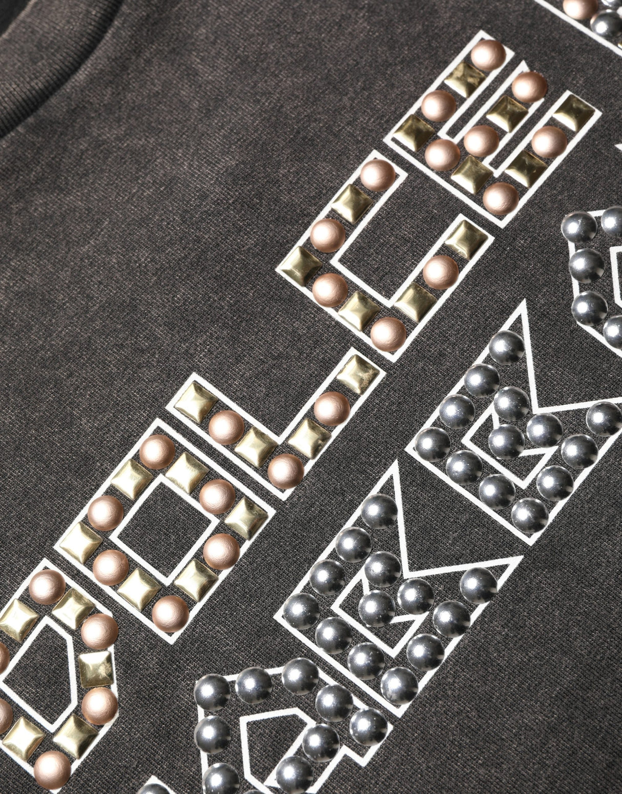 Dolce & Gabbana Gray Logo Embellished Men Crew Neck T-shirt