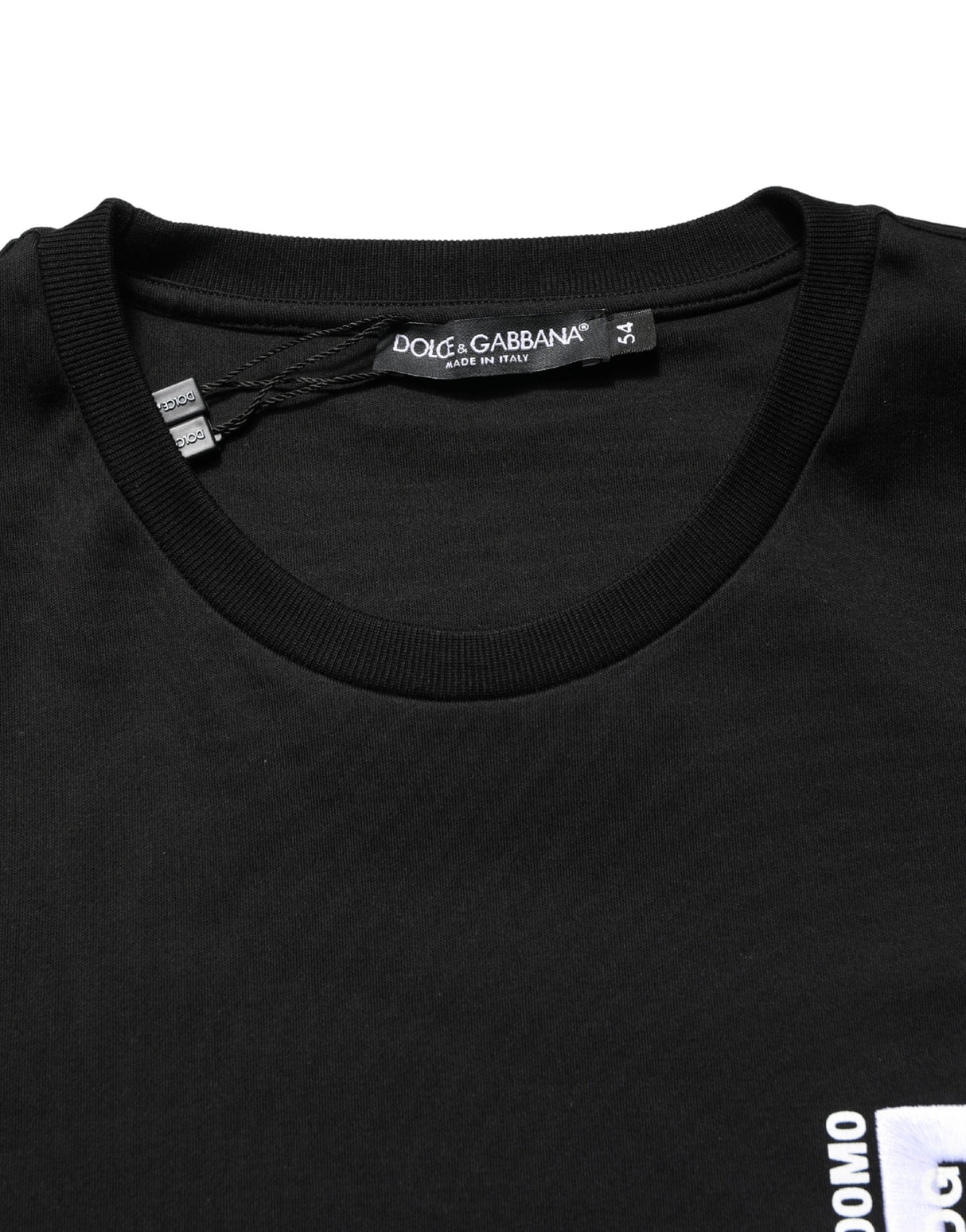 Dolce & Gabbana Black Logo Embroidered Men Crew Neck T-shirt