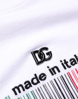 Dolce & Gabbana White Barcode Cotton Crew Neck Men T-shirt