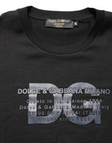 +39 MASQ Black Logo DG Print Cotton Crew Neck T-shirt