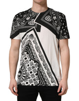Dolce & Gabbana Black White Bandana Cotton Crew Neck  T-shirt