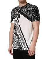 Dolce & Gabbana Black White Bandana Cotton Crew Neck  T-shirt