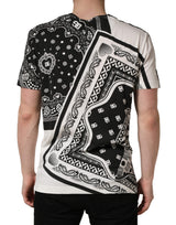 Dolce & Gabbana Black White Bandana Cotton Crew Neck  T-shirt
