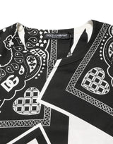 Dolce & Gabbana Black White Bandana Cotton Crew Neck  T-shirt