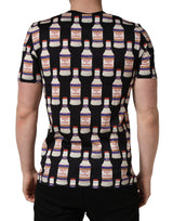 Dolce & Gabbana Black Bottle Print Cotton Crew Neck  T-shirt